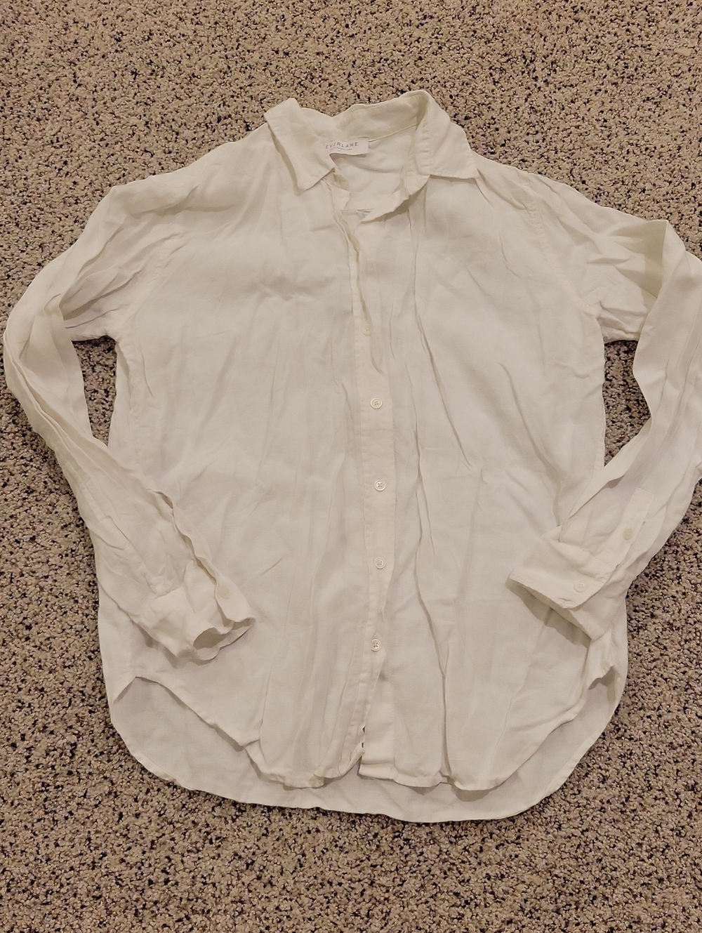 Everlane White Linen Long Sleeve Button Up Down Size 2 Small
